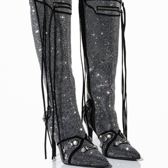 AZALEA WANG " THE MONARCH  MAVERICK "  STILETTO BOOT SILVER ( BRAND NEW !!!!!!! - Picture 5 of 14